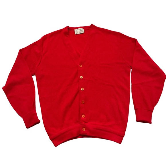 Vintage Other - Vintage 60’s Lord Jeff Jefflinks Cherry Red Grandpa Cardigan